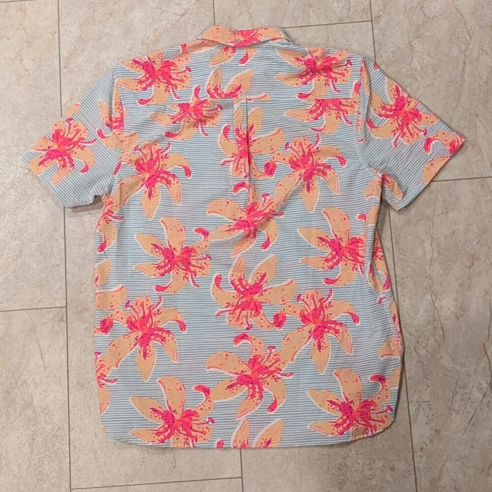 Chubbies Neon Floral Hawaiian Polo Shirt in Pink, Peach & Light Blue Mens Large - Picture 2 of 5